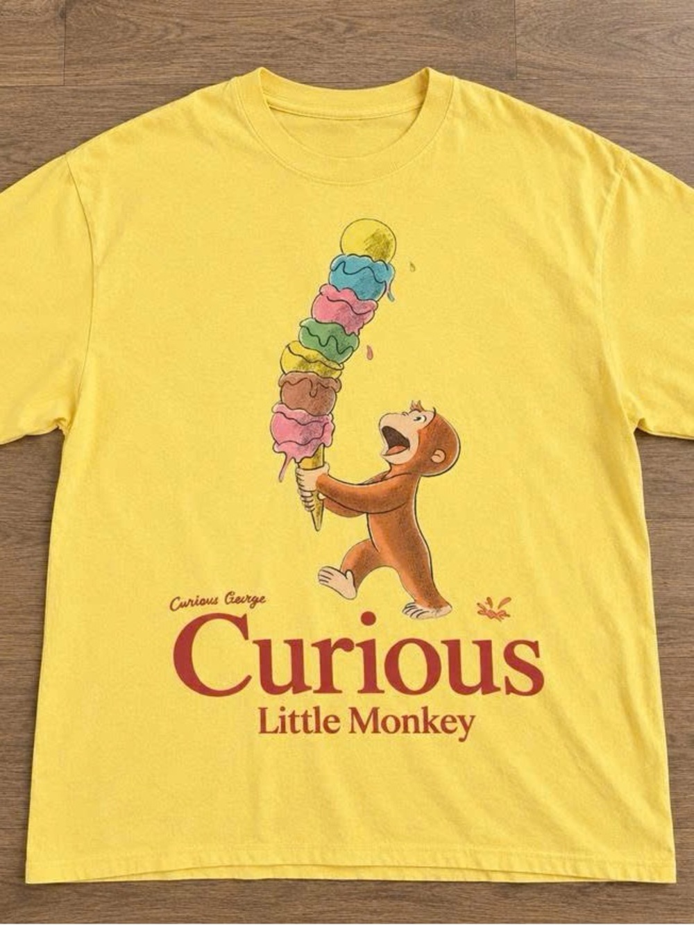 Yellow Curious George Ice Cream Graphic Tee